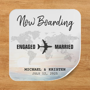 Adesivo Quadrado Casamento de Destino do Oceano Passado de Embarque