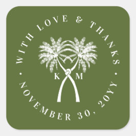 Adesivo Quadrado Casamento de Destino Tropical de Palmeiras