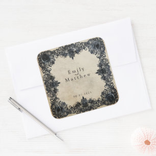 Adesivo Quadrado Casamento de Elegância Gótica Vitoriana