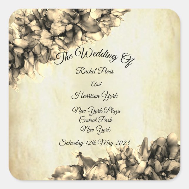 Adesivo Quadrado Casamento de Elegante Natural Abstrato moderno (Frente)