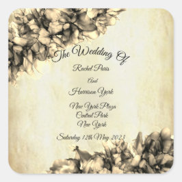 Adesivo Quadrado Casamento de Elegante Natural Abstrato moderno