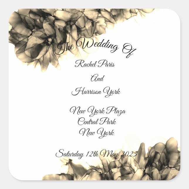Adesivo Quadrado Casamento de Elegante Natural Abstrato moderno (Frente)
