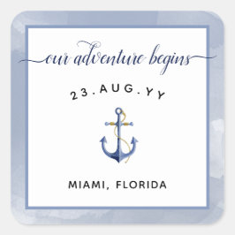 Adesivo Quadrado Casamento de Evento de Cores Aquáticas marinhos e 