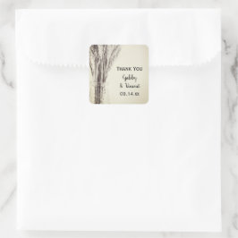 Adesivo Quadrado Casamento De Fazenda De Cevada Seca Obrigado Tag F