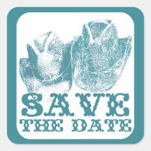 Adesivo Quadrado Casamento de Fazenda do Ranch de Cavalo Ocidental 