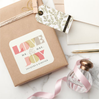 Adesivo Quadrado Casamento De Férias Com Amor E Joy Clear Geo