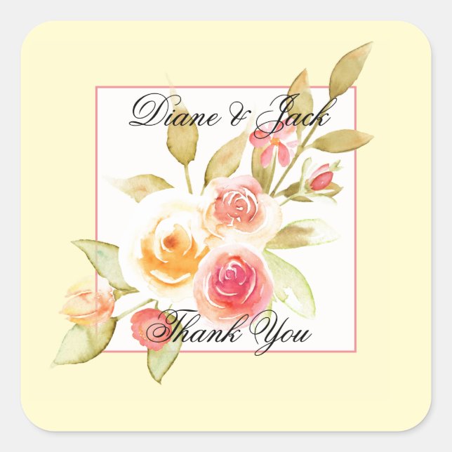 Adesivo Quadrado Casamento de Festa de Jardim (Frente)