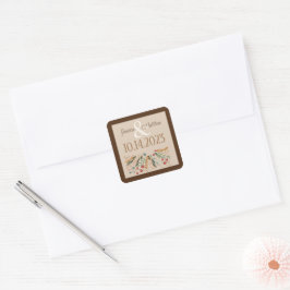 Adesivo Quadrado Casamento de Flores Silvestres Elegante Inspiração