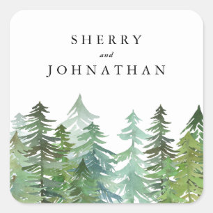 Adesivo Quadrado Casamento de floresta aquática