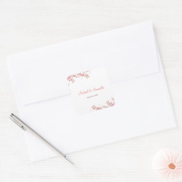 Adesivo Quadrado Casamento de Floresta de Cereja Elegante