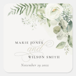 Adesivo Quadrado Casamento de Foliage Fern Eucalyptus Greenery