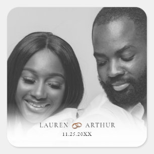 Adesivo Quadrado Casamento de Fotografias de Quadro Dourado Ultra M