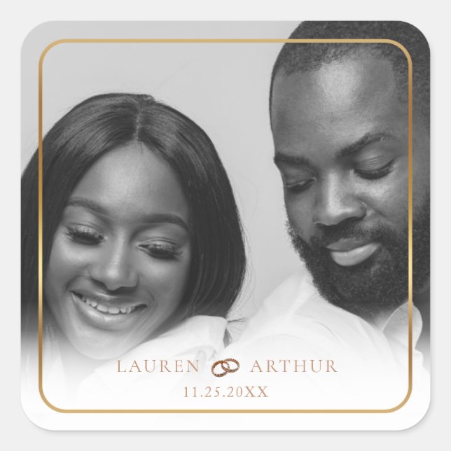 Adesivo Quadrado Casamento de Fotografias de Quadro Dourado Ultra M (Frente)