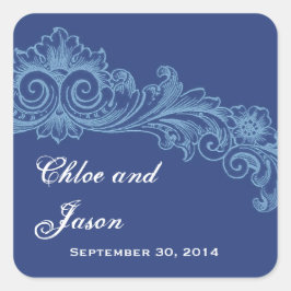 Adesivo Quadrado Casamento de Francês e Azul-Bebê