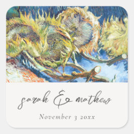 Adesivo Quadrado Casamento de Girassol Amarelo Amarelo-Russo com Sc