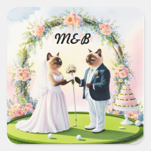 Adesivo Quadrado Casamento de Golfe temido para amantes de Cat