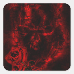 Adesivo Quadrado Casamento de Gótico de Rosas Vampiros