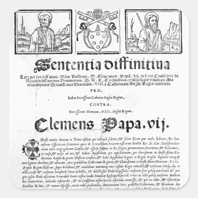 Adesivo Quadrado Casamento de Henrique VIII e Catarina de Aragão (Frente)
