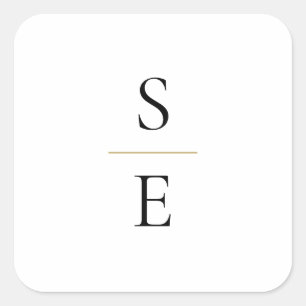 Adesivo Quadrado Casamento de Iniciais Simples de Monograma Elegant