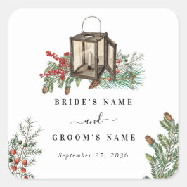 Adesivo Quadrado Casamento de Lanterna com Pinheiros Russos de Inve
