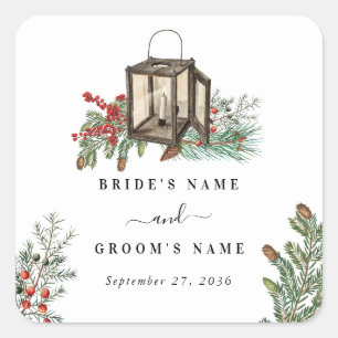 Adesivo Quadrado Casamento de Lanterna com Pinheiros Russos de Inve
