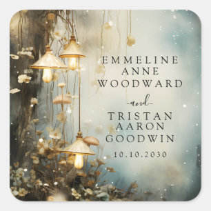 Adesivo Quadrado Casamento de Lanternas Encantadas