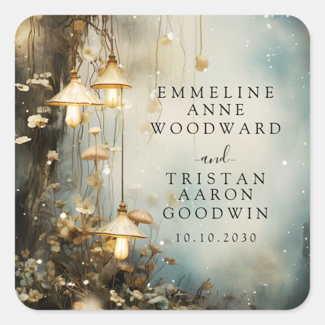 Adesivo Quadrado Casamento de Lanternas Encantadas (Frente)