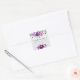 Adesivo Quadrado Casamento de Lavandas Violeta Púrpura de Jardim Fl
