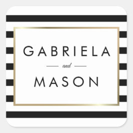 Adesivo Quadrado Casamento de Listra Clássica  | Folha de Ouro Fals