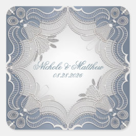 Adesivo Quadrado Casamento De Locais Elegante Em Gradiente Azul