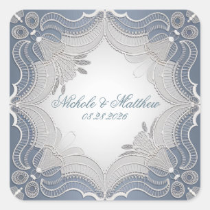 Adesivo Quadrado Casamento De Locais Elegante Em Gradiente Azul