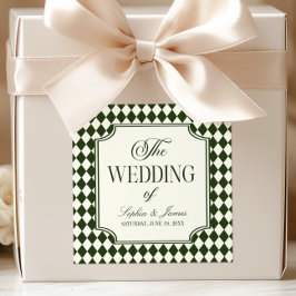 Adesivo Quadrado Casamento de Luxo Antigo Verde Oliva Marfim Vintag