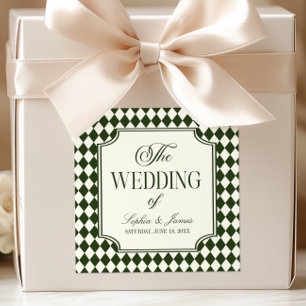 Adesivo Quadrado Casamento de Luxo Antigo Verde Oliva Marfim Vintag