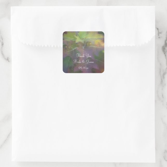 Adesivo Quadrado Casamento De Oak Leaf Hydrangea Obrigado Por Etiqu (Bolsa)