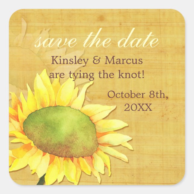 Adesivo Quadrado Casamento de outono de Papyrus Sunflower (Frente)