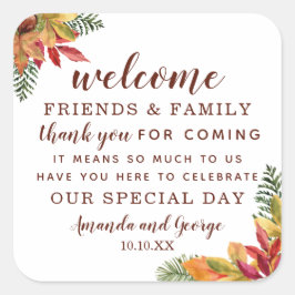 Adesivo Quadrado Casamento de outono favorece obrigado personalizad