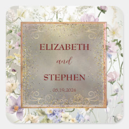 Adesivo Quadrado Casamento de outono Floral Elegante