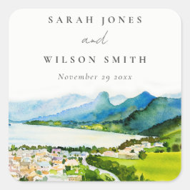 Adesivo Quadrado Casamento de Paisagem Rustic Countryside Lake