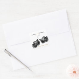 Adesivo Quadrado Casamento de Peixes Dourados Elegante Preto