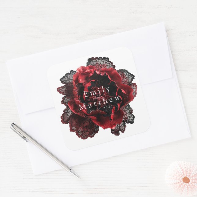 Adesivo Quadrado Casamento de peões góticos barrocos (Envelope)