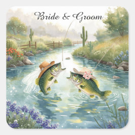 Adesivo Quadrado Casamento de Pesca no Texas