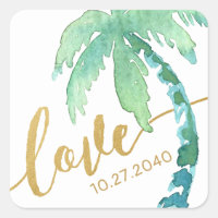 Casamento de Praia de Palm Tree Dourado Love Water