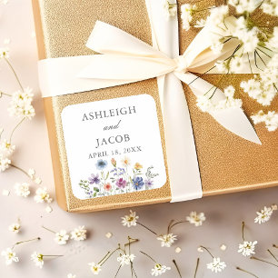 Adesivo Quadrado Casamento de Primavera Elegante com Flores Silvest