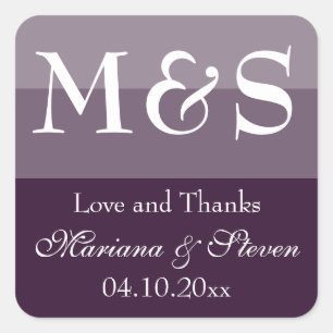 Adesivo Quadrado Casamento de Script Chic Simples e Roxo