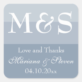 Adesivo Quadrado Casamento de Script Moderno Dusty Blue