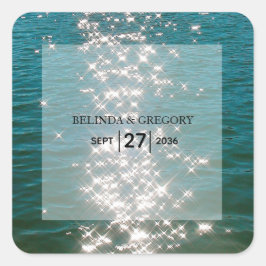 Adesivo Quadrado Casamento de Sparkles no Mar de Praia