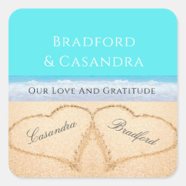 Adesivo Quadrado Casamento de Teal Blue Beach 2 Hearding in the San