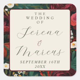 Adesivo Quadrado Casamento de Teal Verde Cinzento Pintado