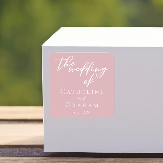 Adesivo Quadrado Casamento de Tipografia Feminina Rosa-Rosa Dusty (Criador carregado)