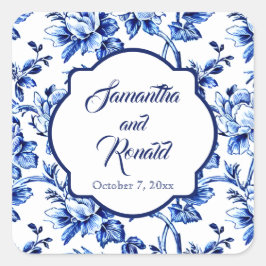 Adesivo Quadrado Casamento de Toalha Floral Branca Elegante